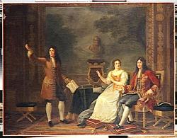 Julie philipaut racine lisant athalie devant louis xiv et madame de maintenon